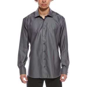 Eterna Mens  Twill Kent Shirt, Grey